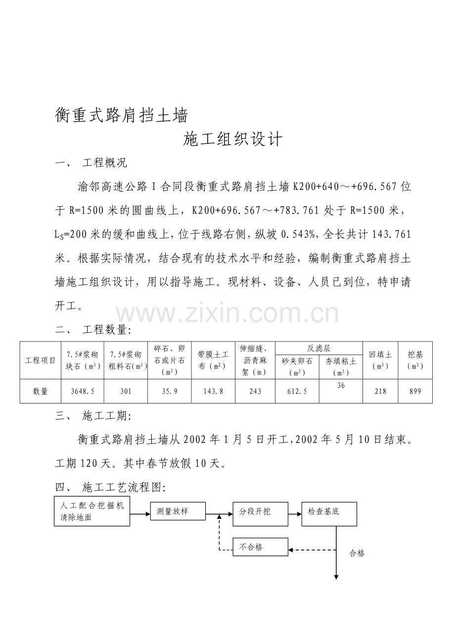 衡重式挡土墙施工组织设计.doc_第1页