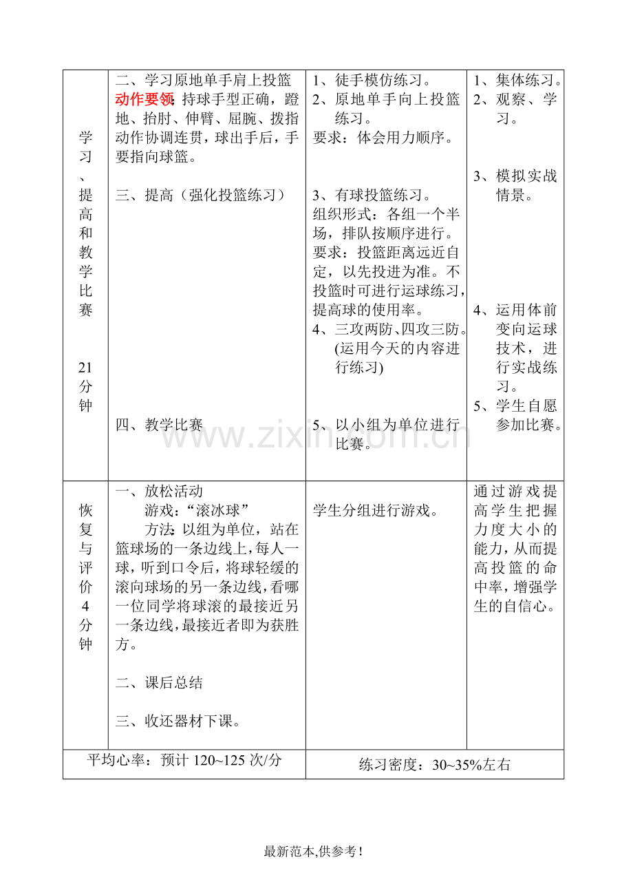 初中体育课教案学习原地单手肩上投篮.doc_第2页