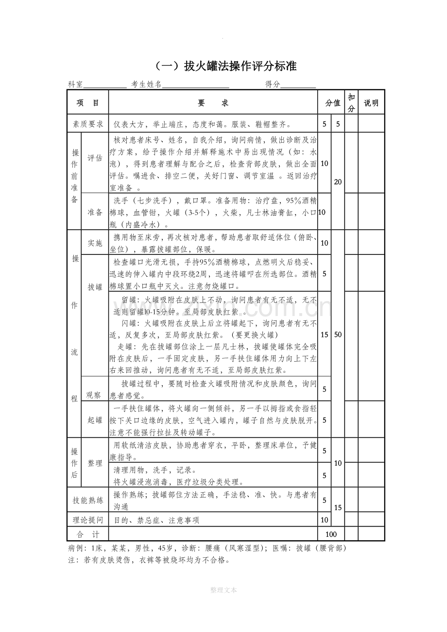 中医基本操作评分标准.doc_第1页