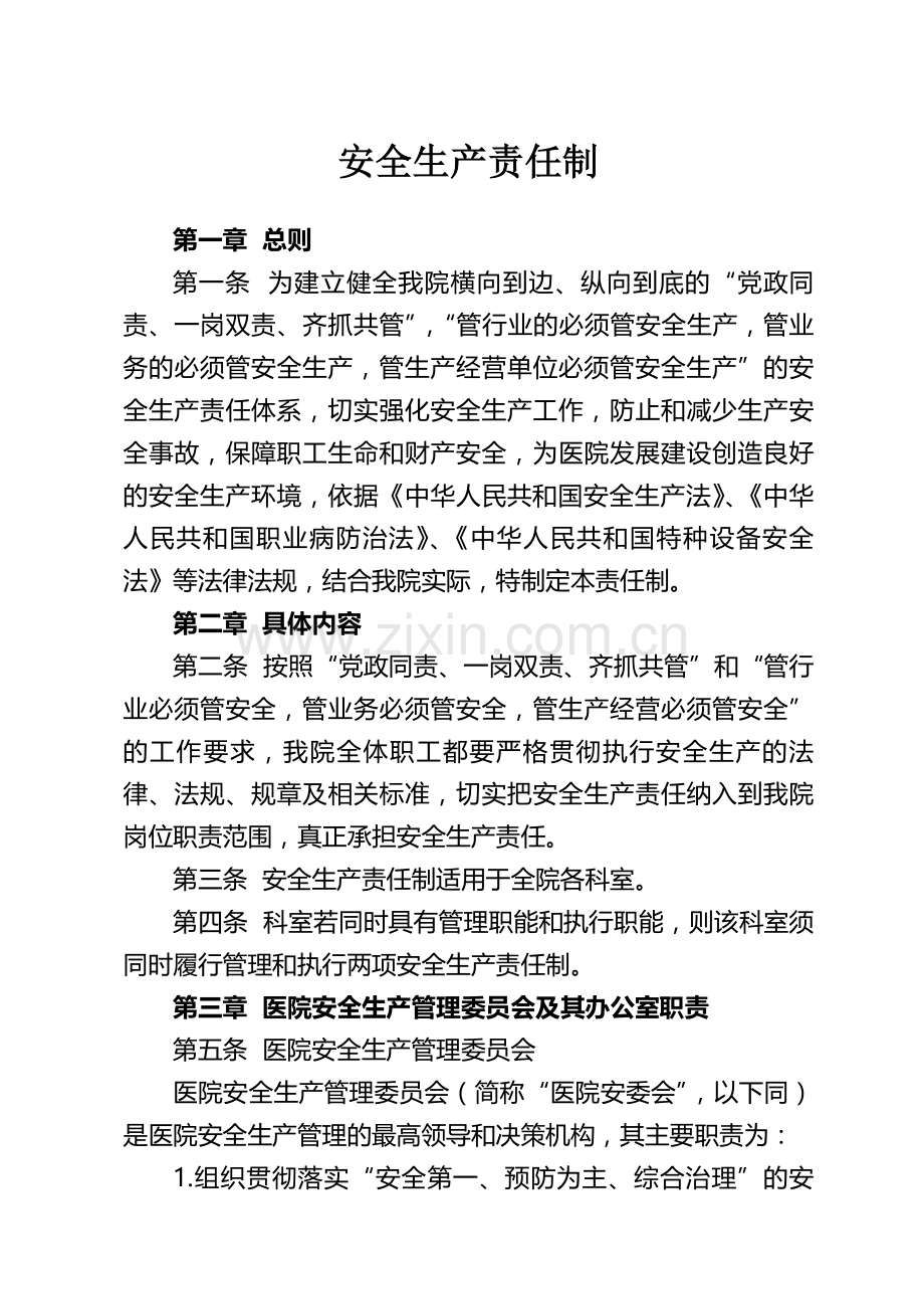 医院安全生产责任制.docx_第1页