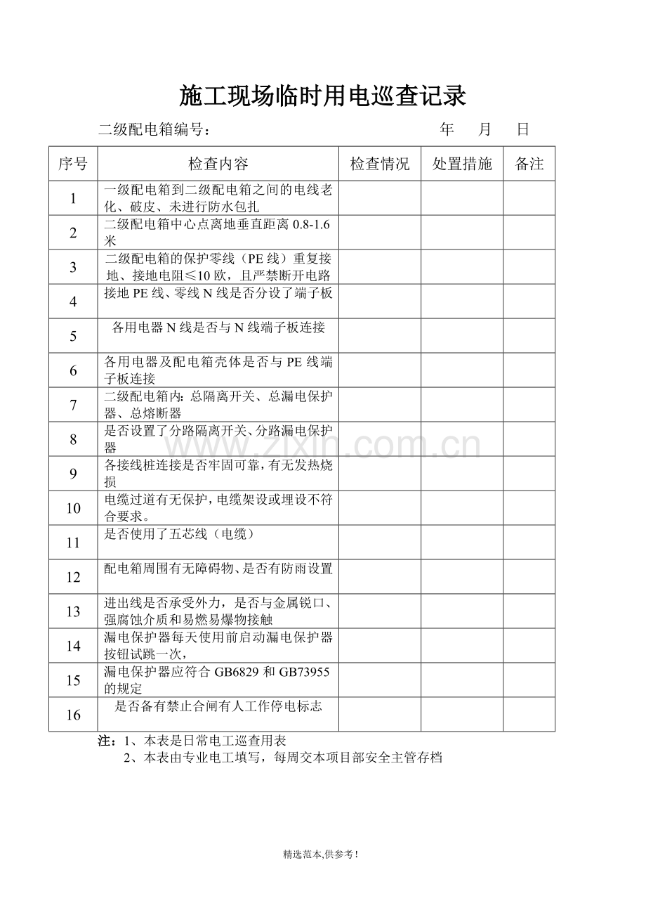 施工现场临时用电巡查记录.doc_第3页