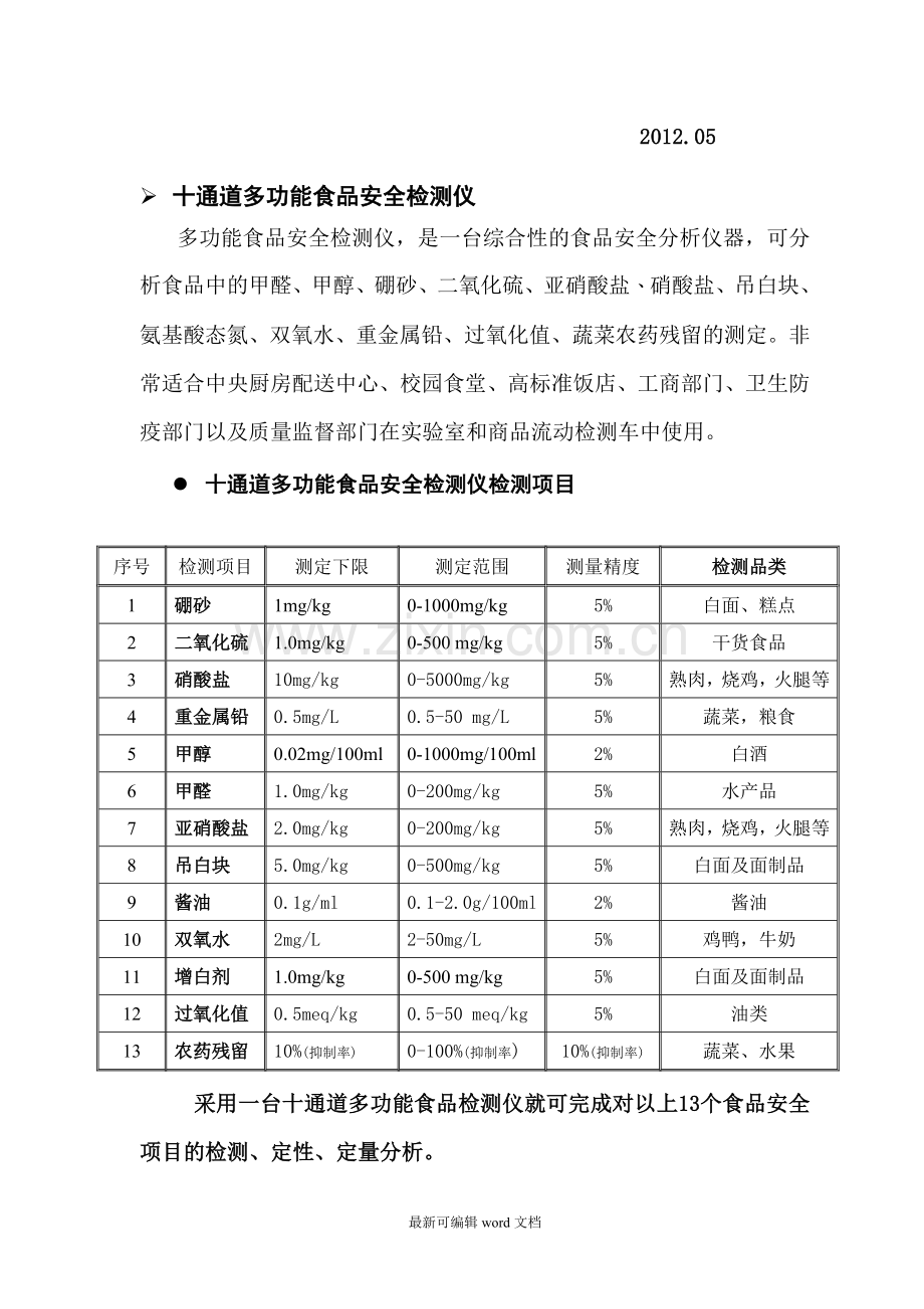 中央厨房食品安全检测仪器配置方案.doc_第3页