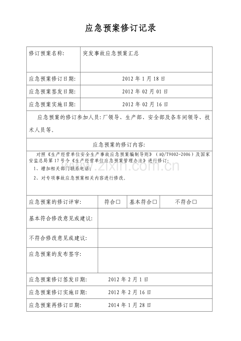 应急预案修订记录.docx_第1页