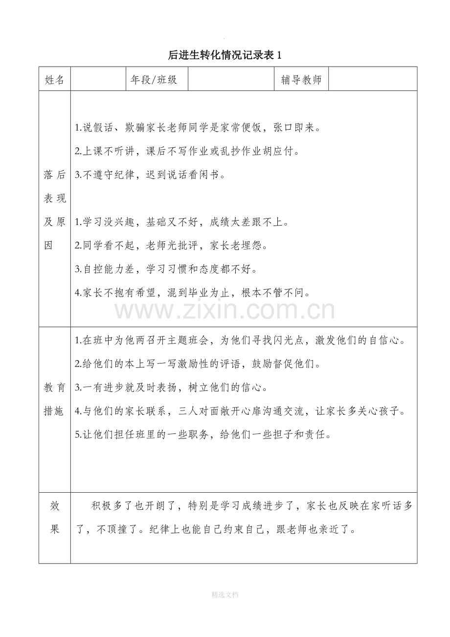 小学后进生转化记录(详细).doc_第1页