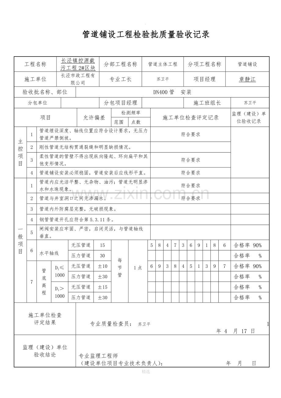 管道铺设工程检验批质量验收记录.doc_第2页