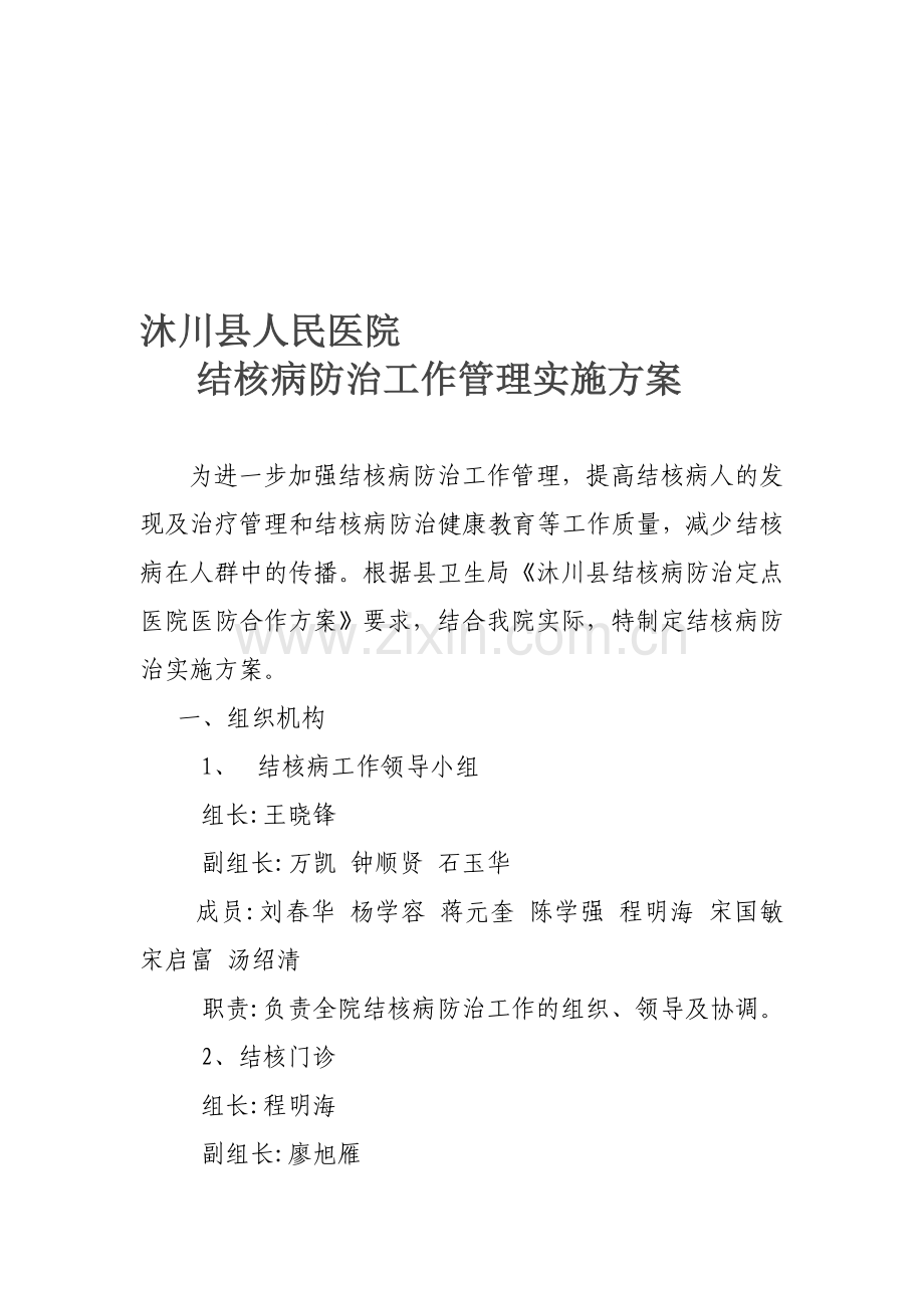 结核病防治工作管理实施方案.doc_第1页