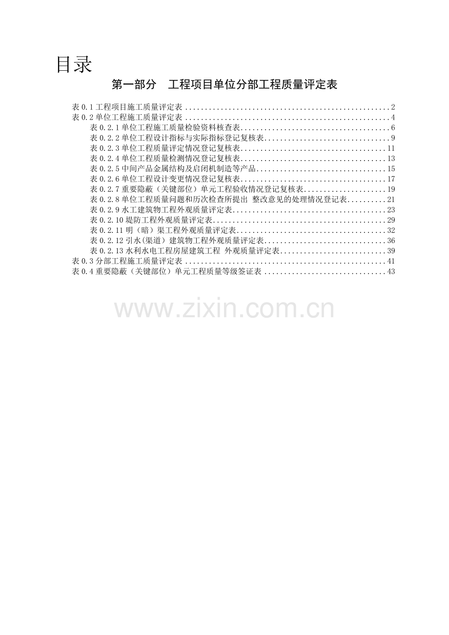 2013新版水利水电工程施工质量评定表工程项目单位分部工程质量评定表.doc_第1页