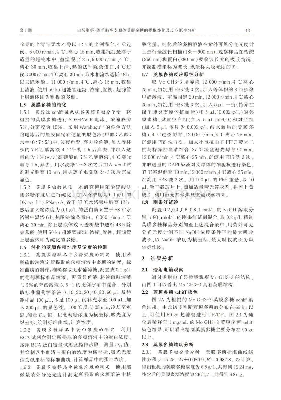 绵羊肺炎支原体荚膜多糖的提取纯化及反应原性分析.pdf_第3页