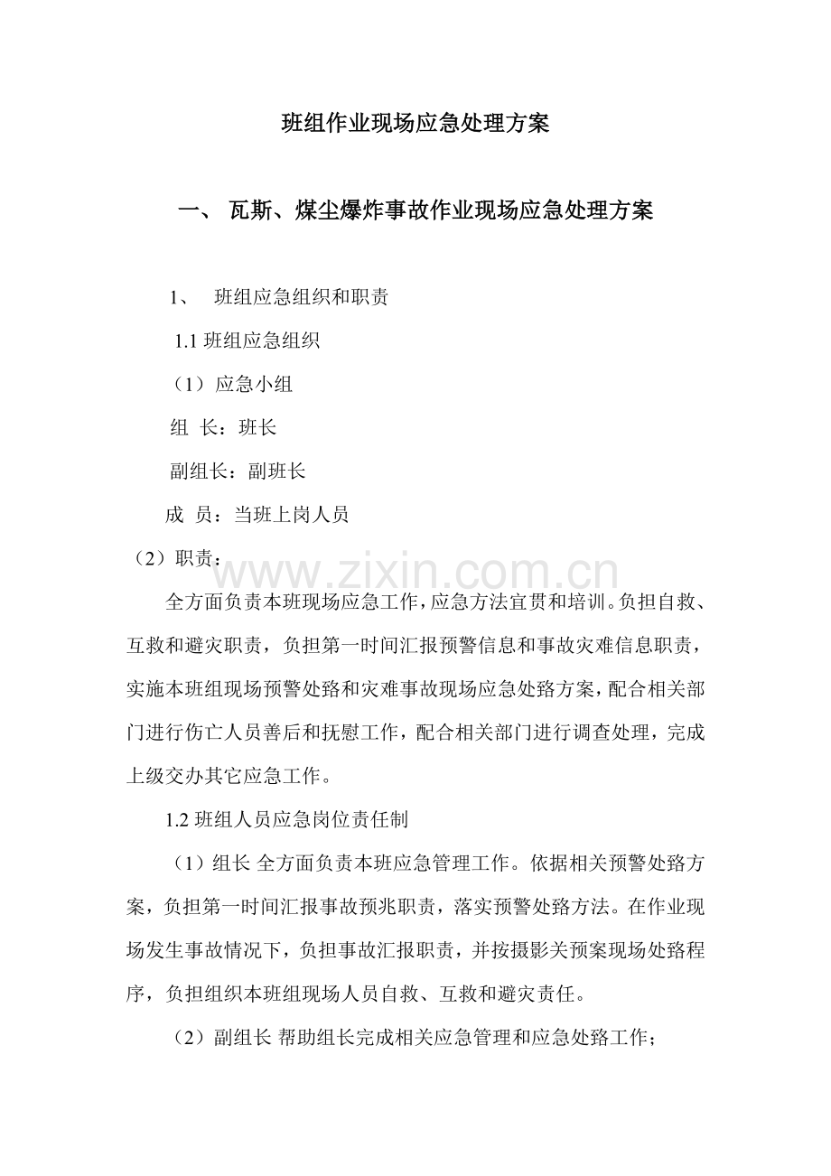 矿业有限公司班组作业现场应急处置方案样本.doc_第3页