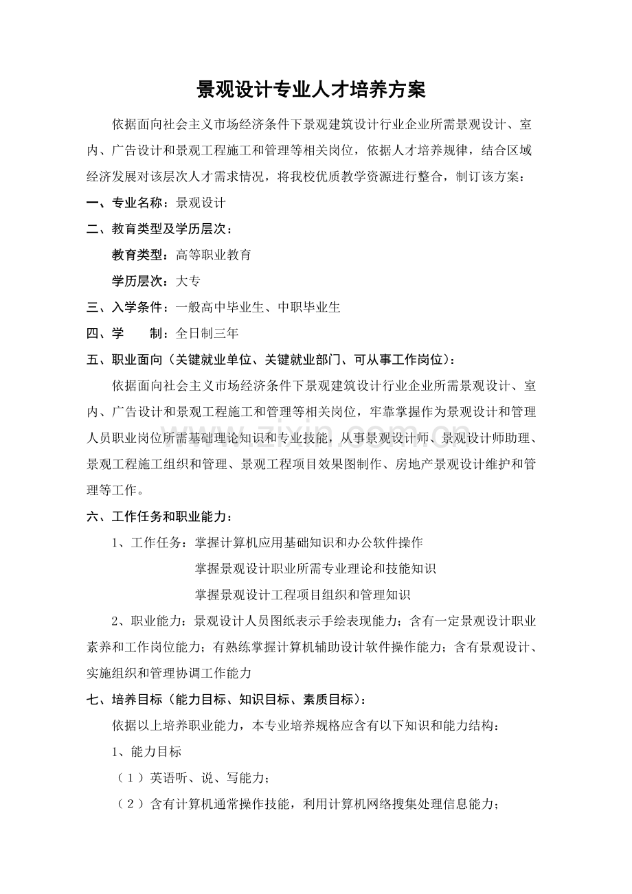 环境艺术设计专业人才培养专项方案.doc_第1页