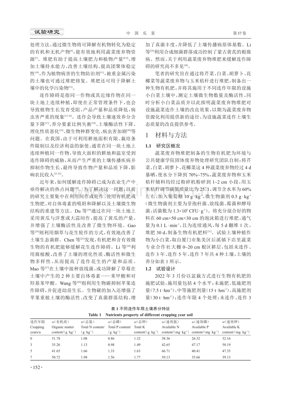 蔬菜废弃物堆肥对设施蔬菜连作土壤生态质量的改良效果.pdf_第2页