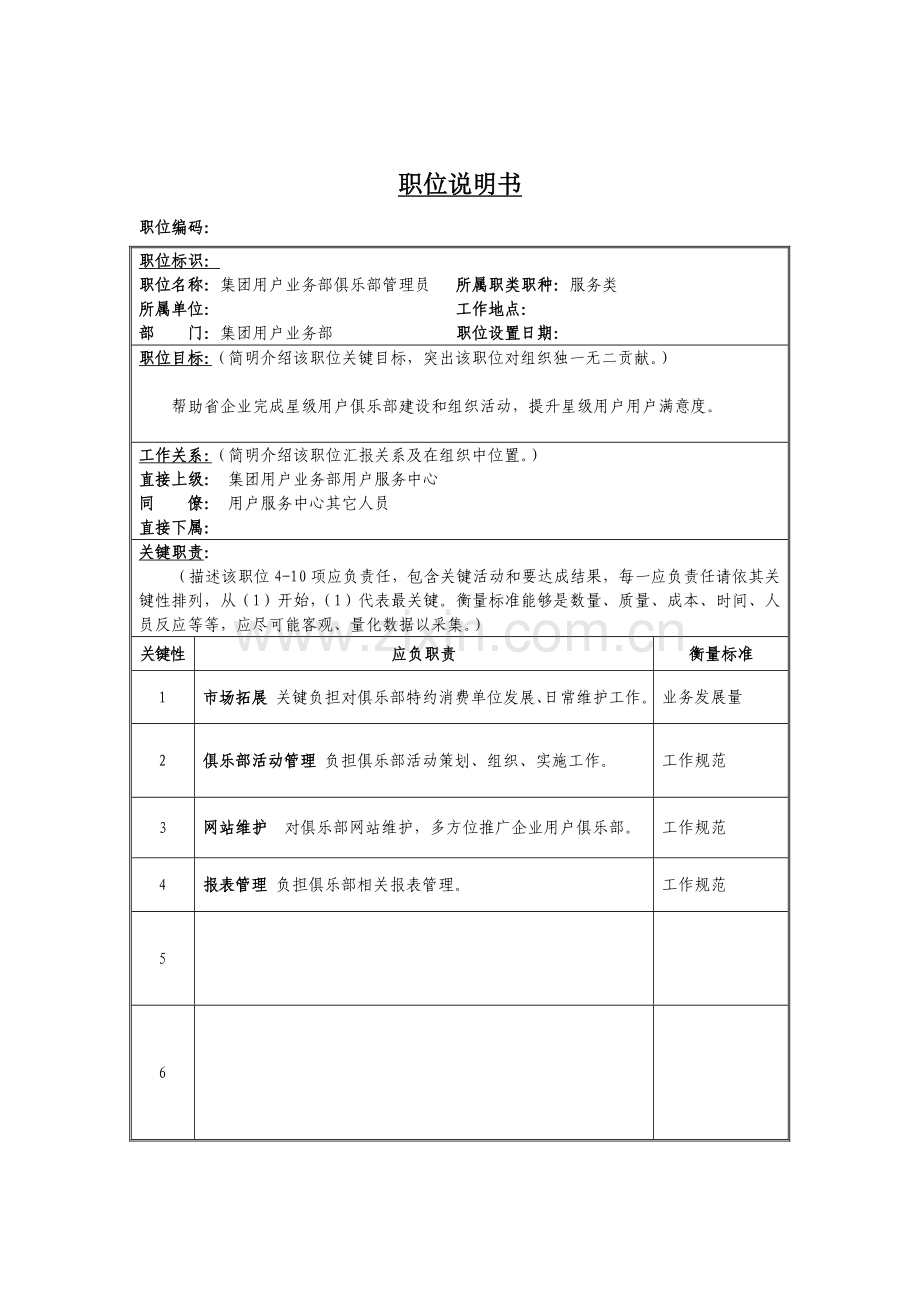 集团客户业务部俱乐部管理员岗位职责样本.doc_第1页