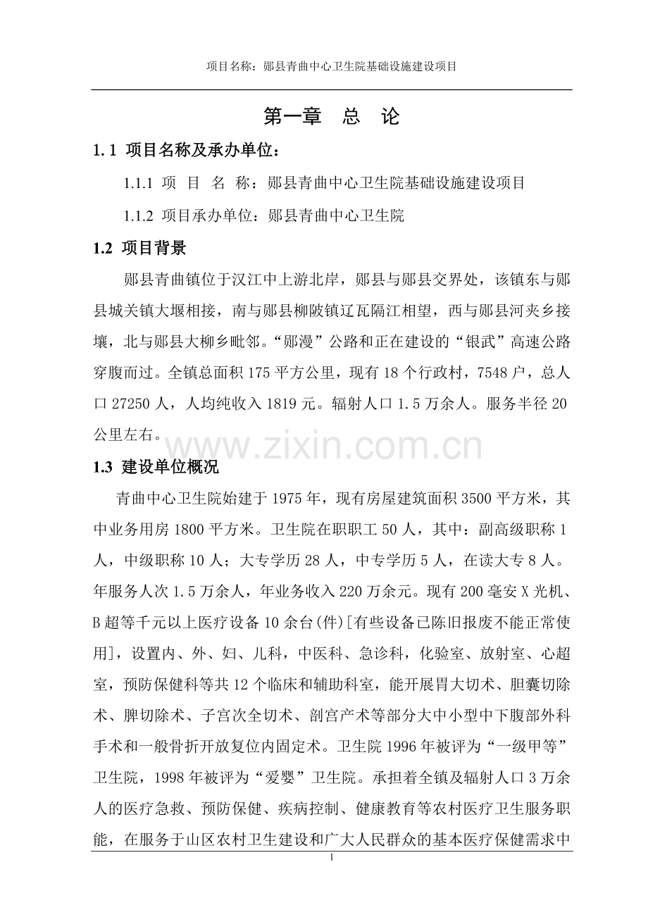 中心卫生院基础设施建设项目可行性研究报告书.doc_第2页