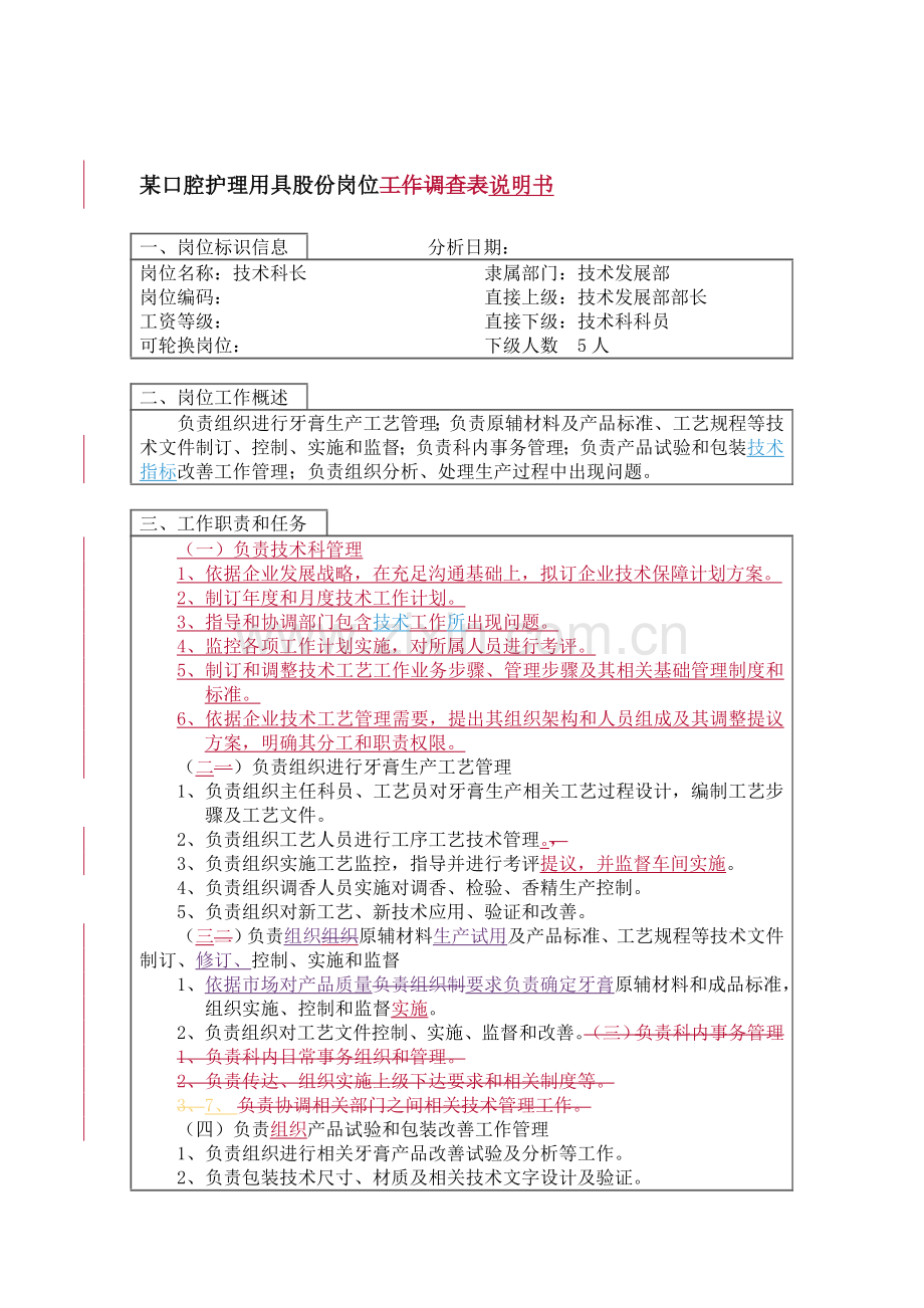 技术发展部技术科长岗位职责样本.doc_第1页