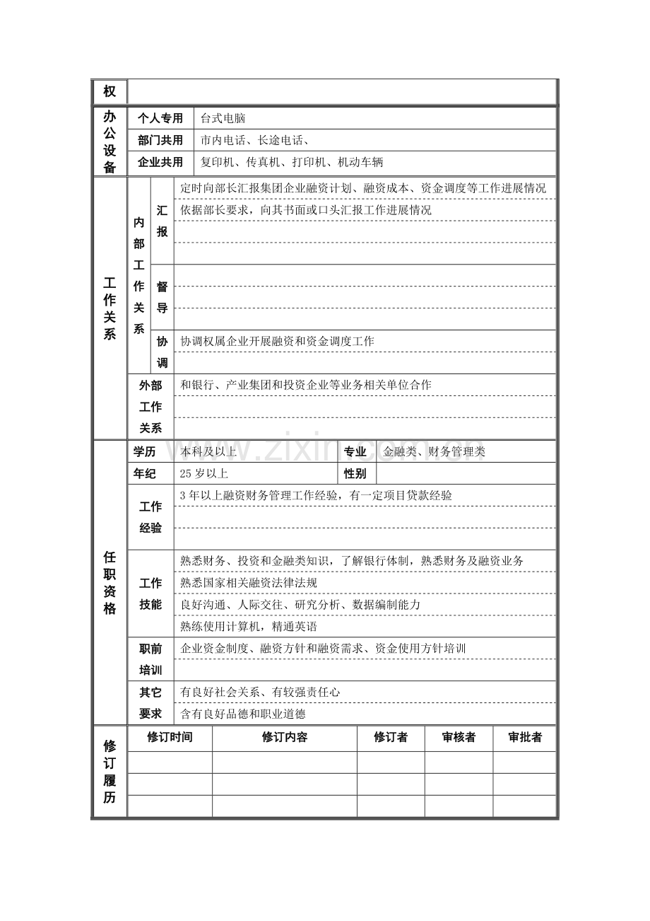 融资管理主管岗位说明书样本.doc_第2页