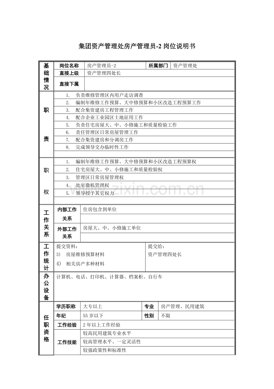 集团房产管理员岗位说明书样本.doc_第3页