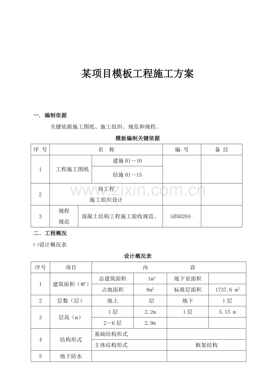 项目模板工程施工设计方案样本.doc_第1页