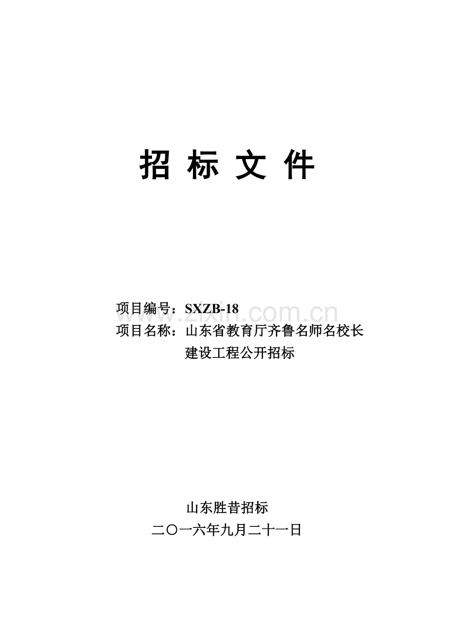 省教育厅名师名校长建设工程公开招标文件模板.doc_第1页