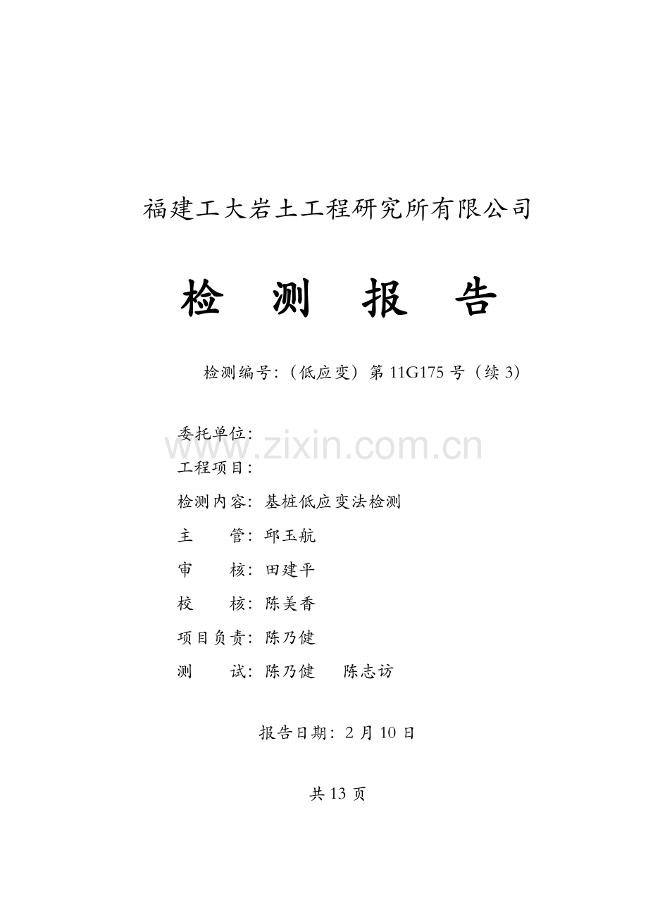 综合项目工程低应变检测报告样式.doc_第1页