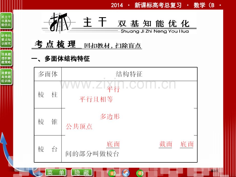 新课标高考总复习数学空间几何体的结构及其三视图和直观图省公共课一等奖全国赛课获奖课件.pptx_第3页