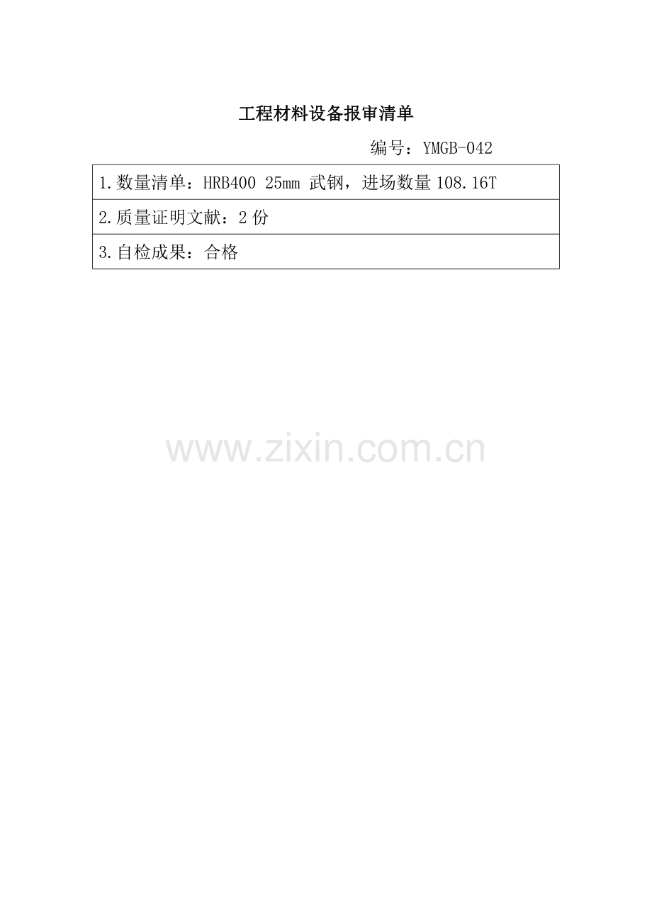 综合项目工程材料设备报审清单.doc_第1页