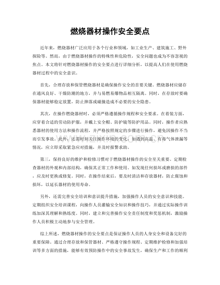 燃烧器材操作安全要点.docx_第1页