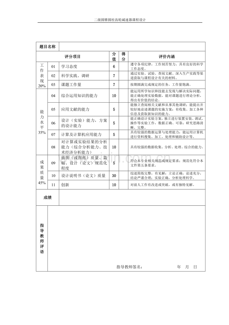 二级圆锥圆柱齿轮减速器设计-课程设计说明书.doc_第2页