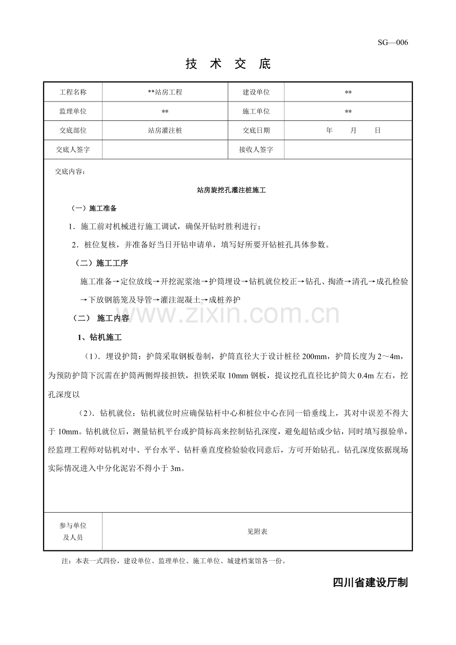 旋挖孔灌注桩综合标准施工核心技术交底.docx_第1页