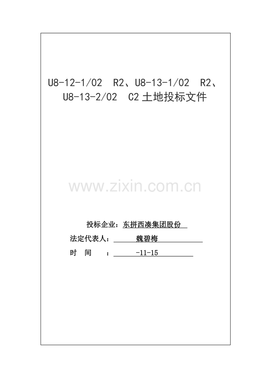 集团股份有限公司土地投标文件模板.docx_第1页