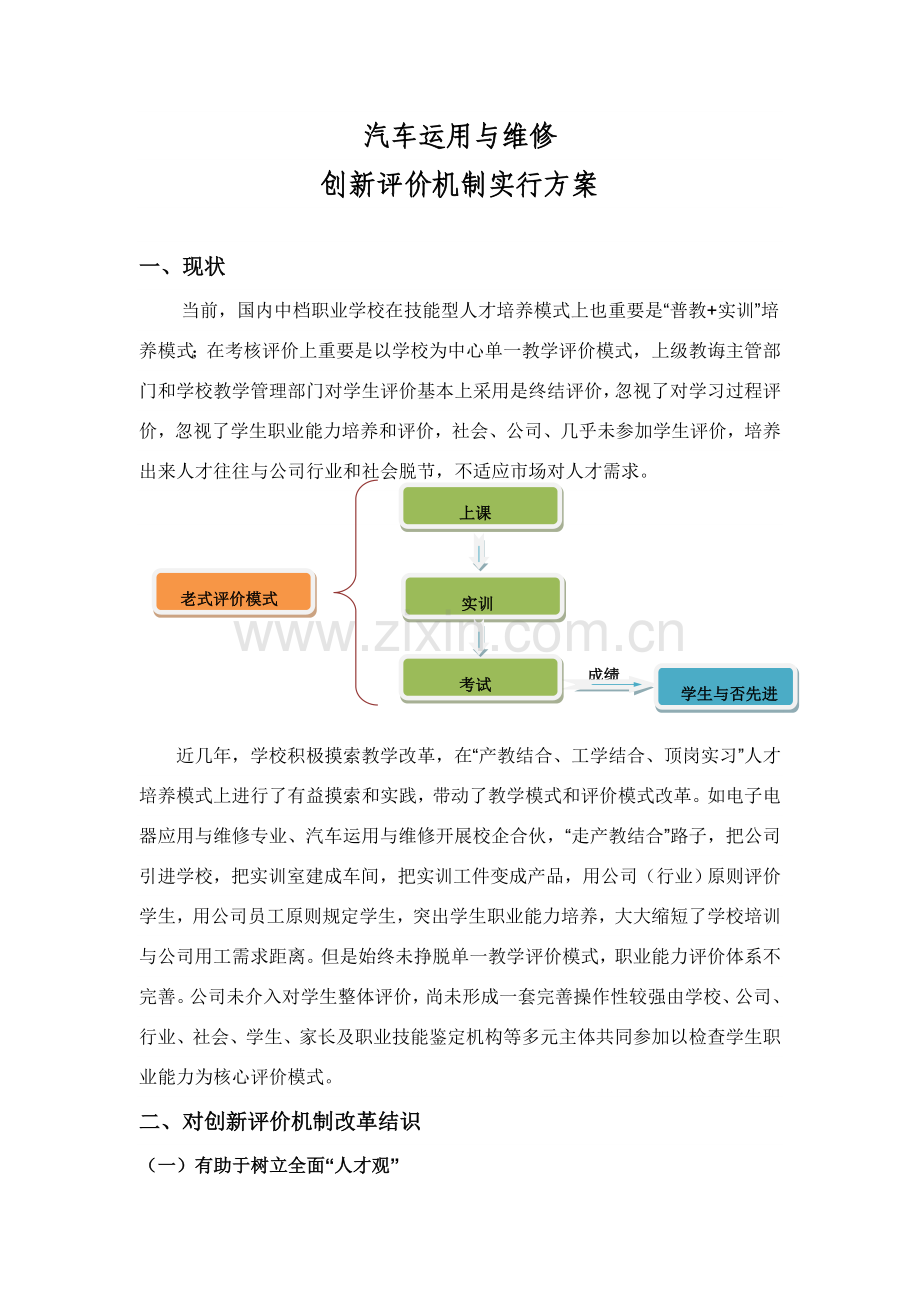 汽车运用与维修专业多元化评价实施专项方案.doc_第1页