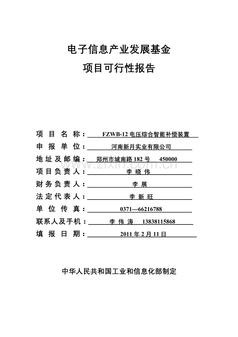 河南新月事业电子信息产业发展基金建设立项可行性研究报告.doc_第1页