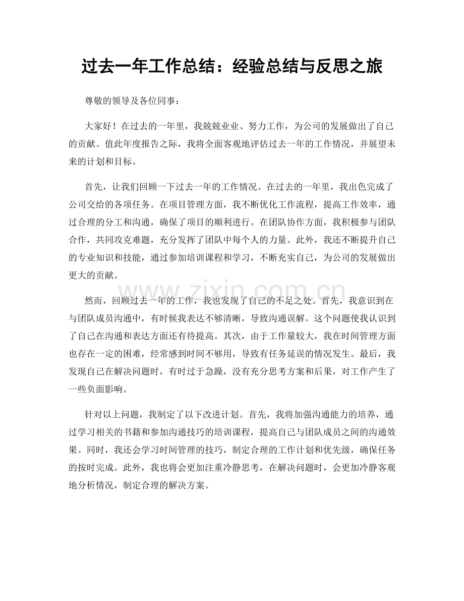 过去一年工作总结：经验总结与反思之旅.docx_第1页