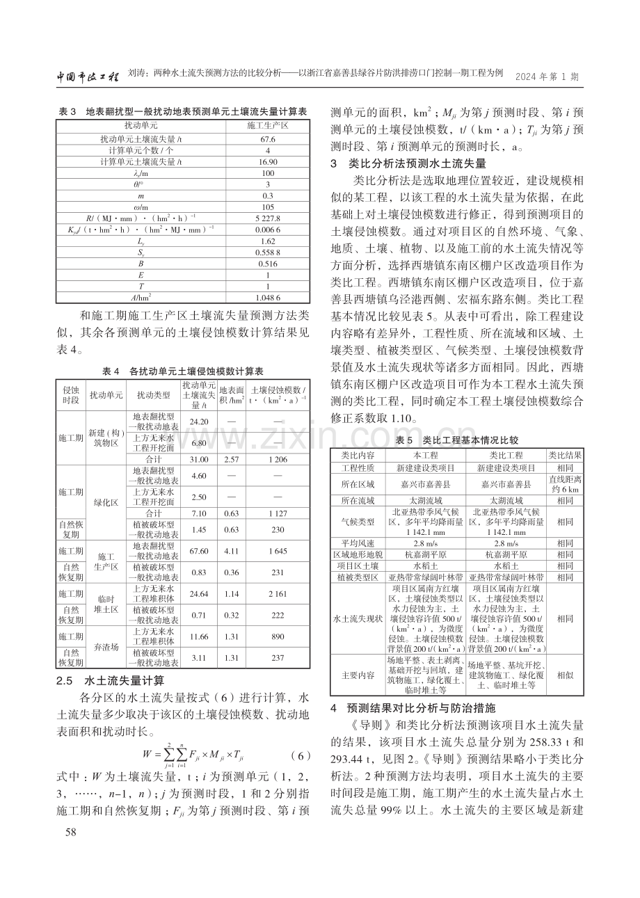 两种水土流失预测方法的比较分析——以浙江省嘉善县绿谷片防洪排涝口门控制一期工程为例.pdf_第3页