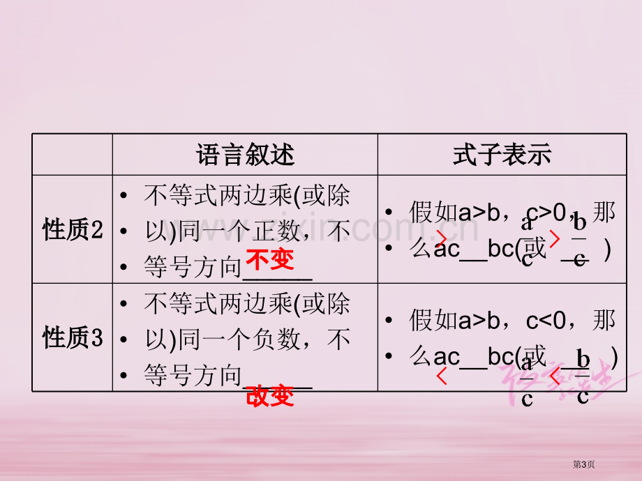 七年级数学下册第九章不等式与不等式组9.1不等式9.1.2不等式的性质市公开课一等奖百校联赛特等奖大.pptx_第3页