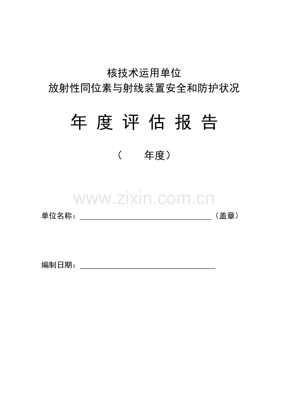 放射性同位素与射线装置安全和防护状况年度评估分析报告表模板.doc_第1页