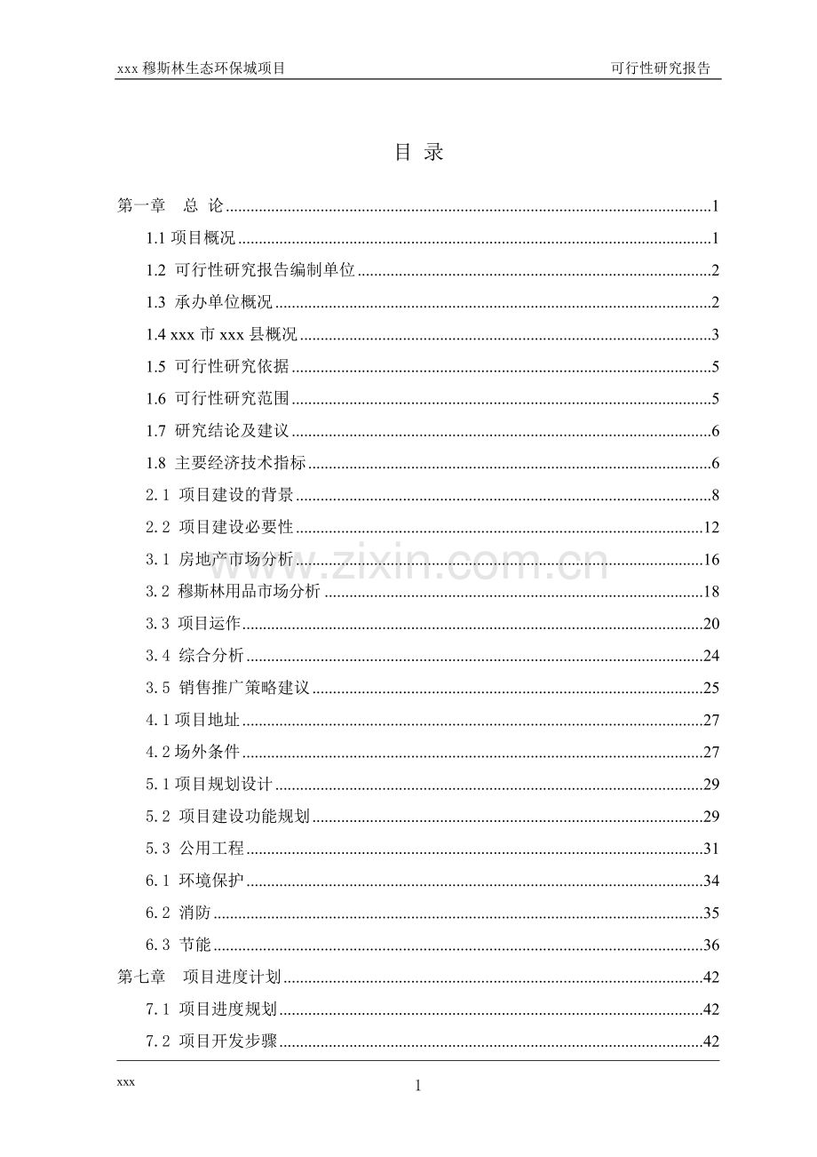 穆斯林生态环保城项目可行性研究报告.doc_第1页