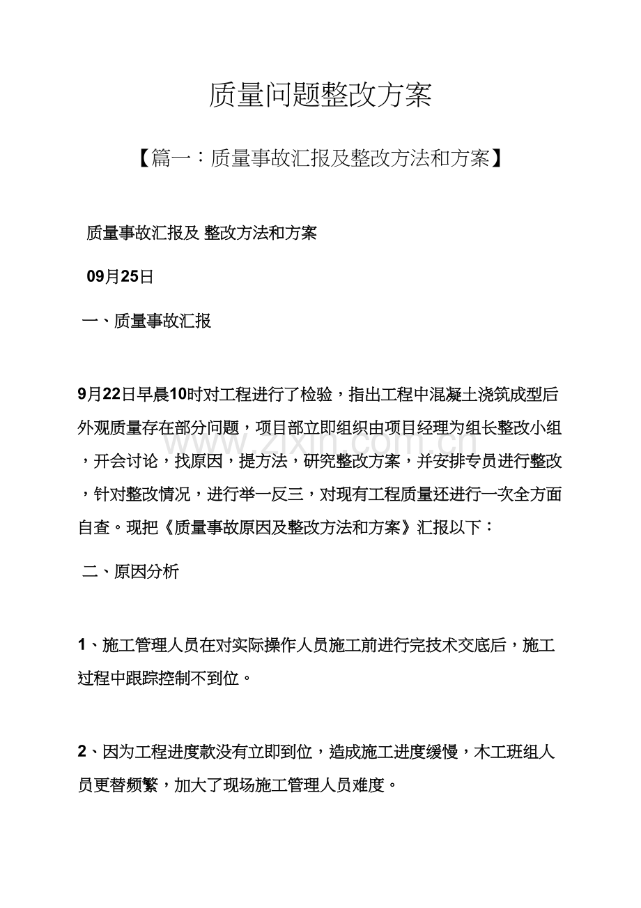 活动专项方案之质量问题整改专项方案.docx_第1页