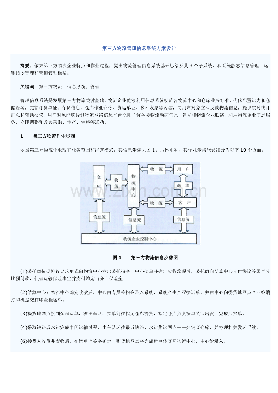 第三方物流管理信息系统方案设计范本样本.doc_第1页