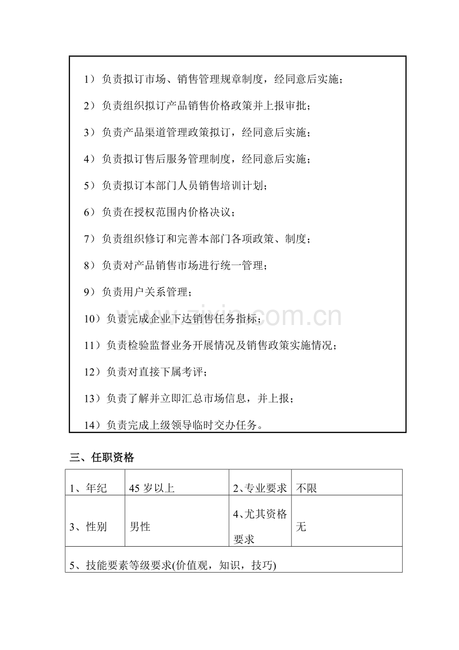 销售部经理岗位说明书样本.doc_第2页