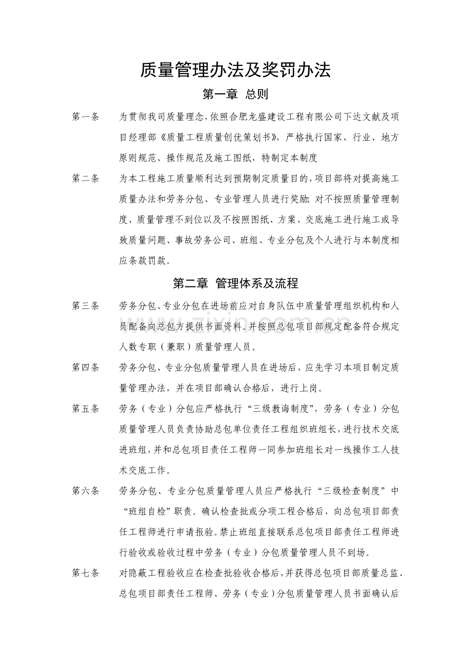 质量管理专项措施及奖罚新规制度.doc_第1页