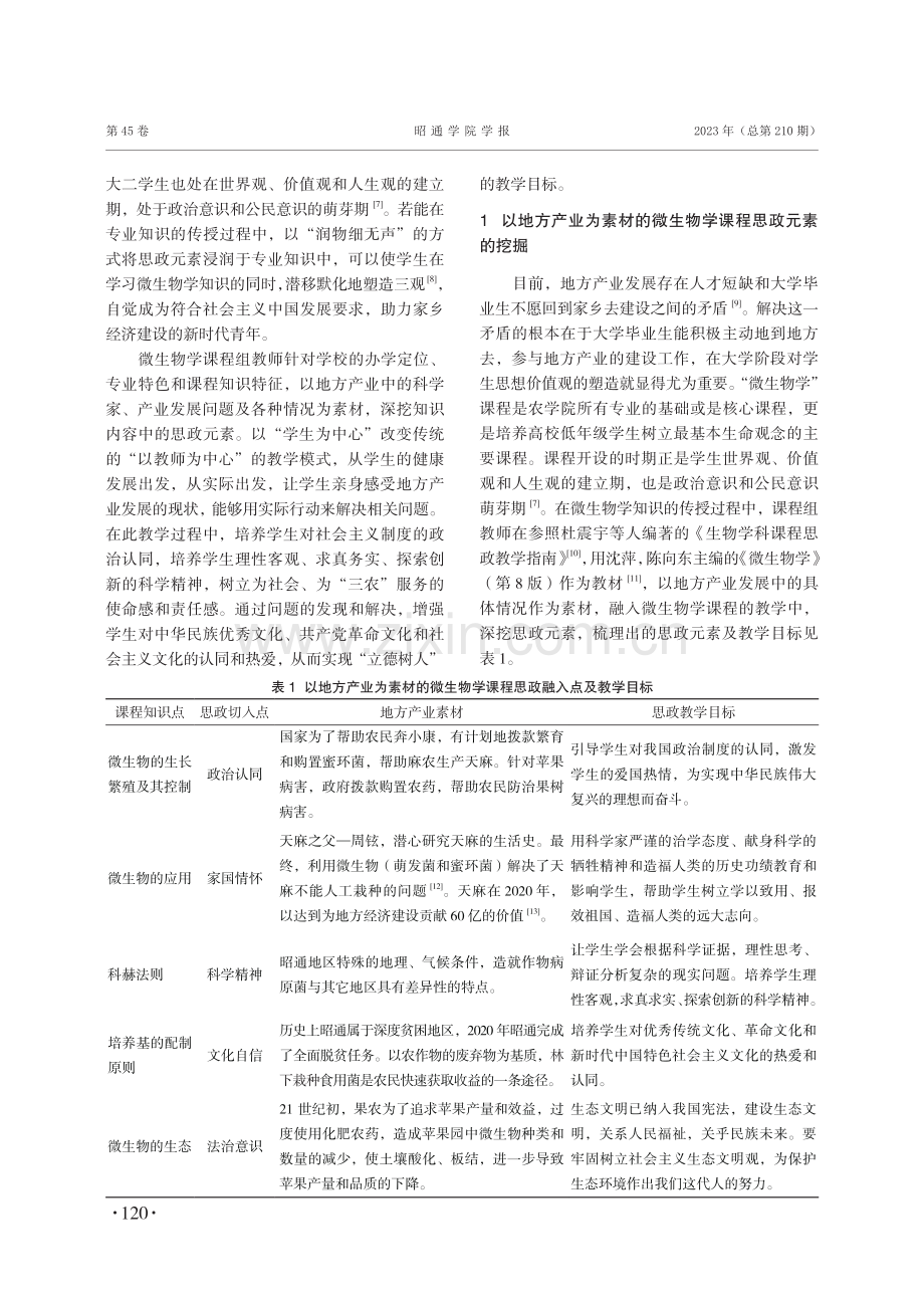 以地方产业为素材的微生物学课程思政教学探索与实践.pdf_第2页