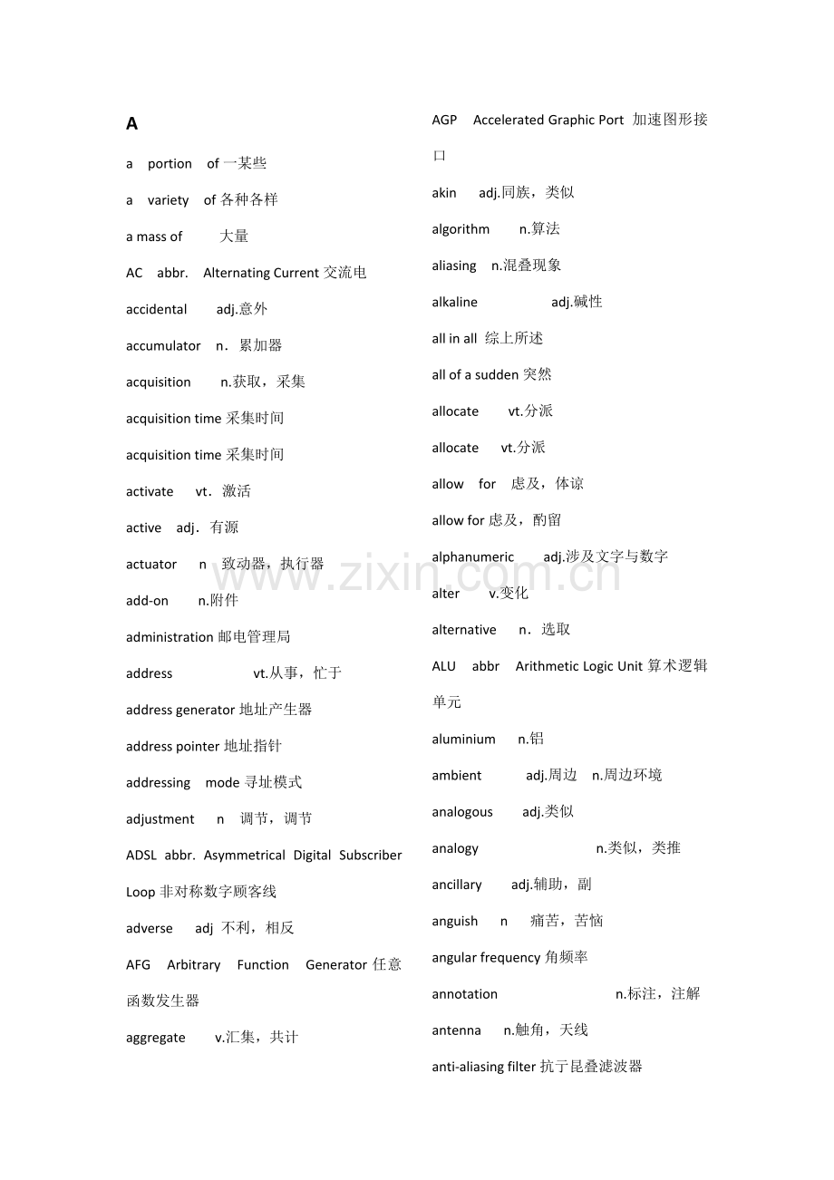 电子信息综合项目工程专业英语第三版词汇表.doc_第1页