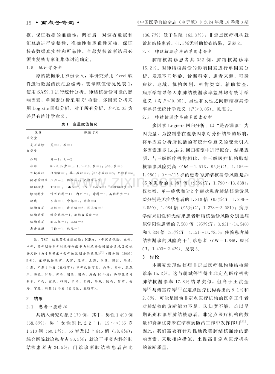 结核病非定点医疗机构肺结核漏诊及影响因素分析.pdf_第3页