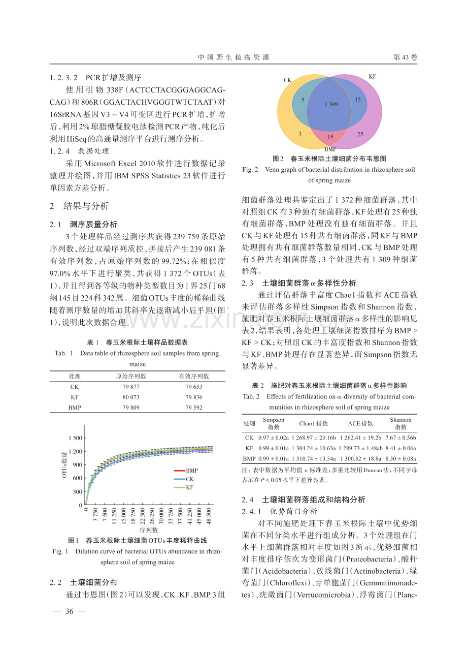 施肥对东北春玉米根际土壤细菌群落结构的影响.pdf_第3页