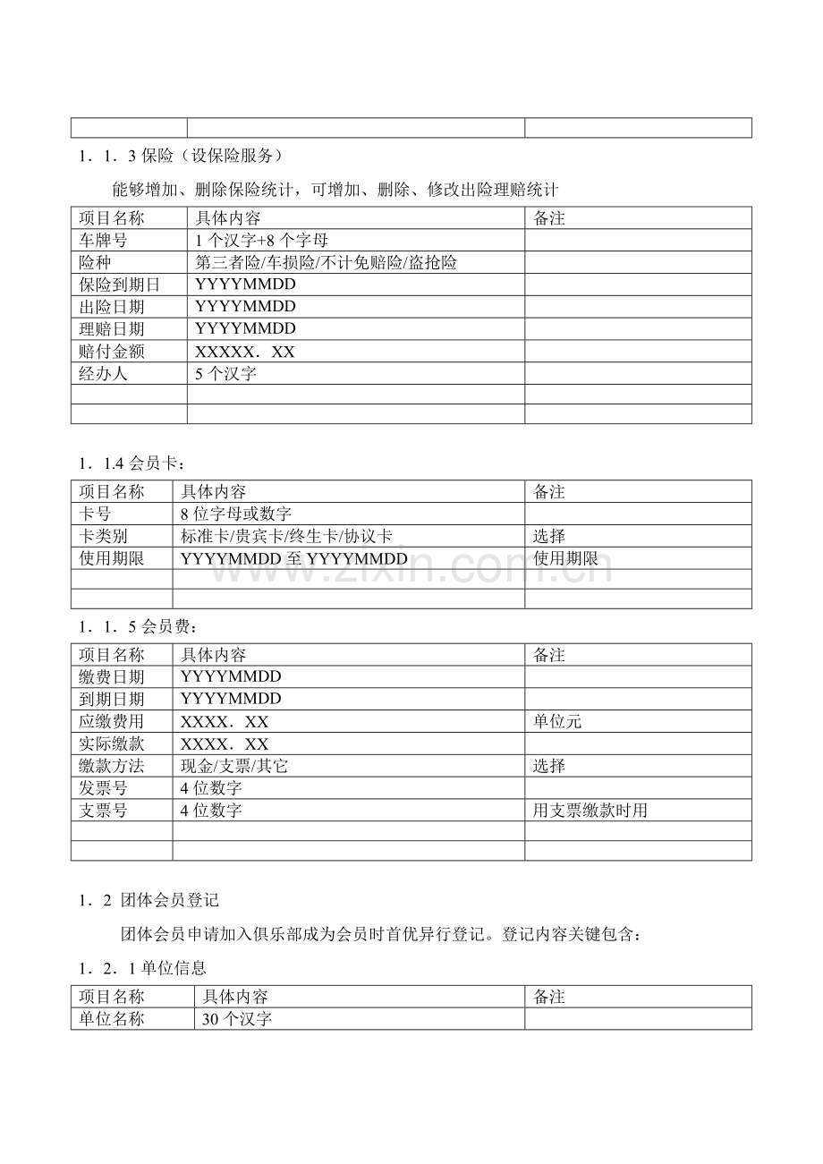 汽车俱乐部管理信息系统需求分析说明书样本.doc_第3页