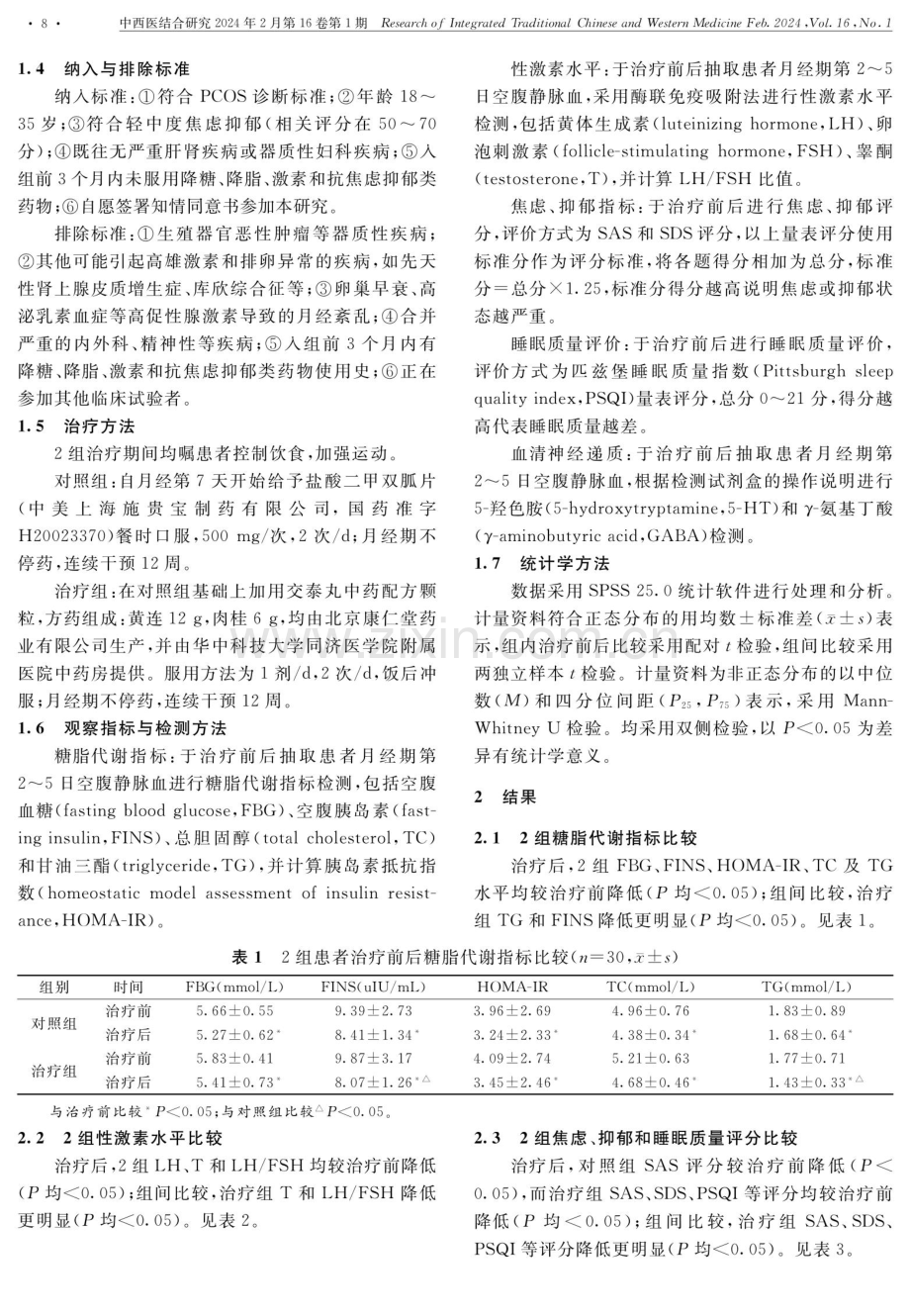 交泰丸治疗多囊卵巢综合征伴焦虑抑郁临床研究.pdf_第3页