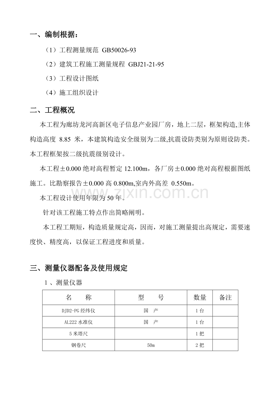 统一标准化厂房测量专项方案.doc_第1页