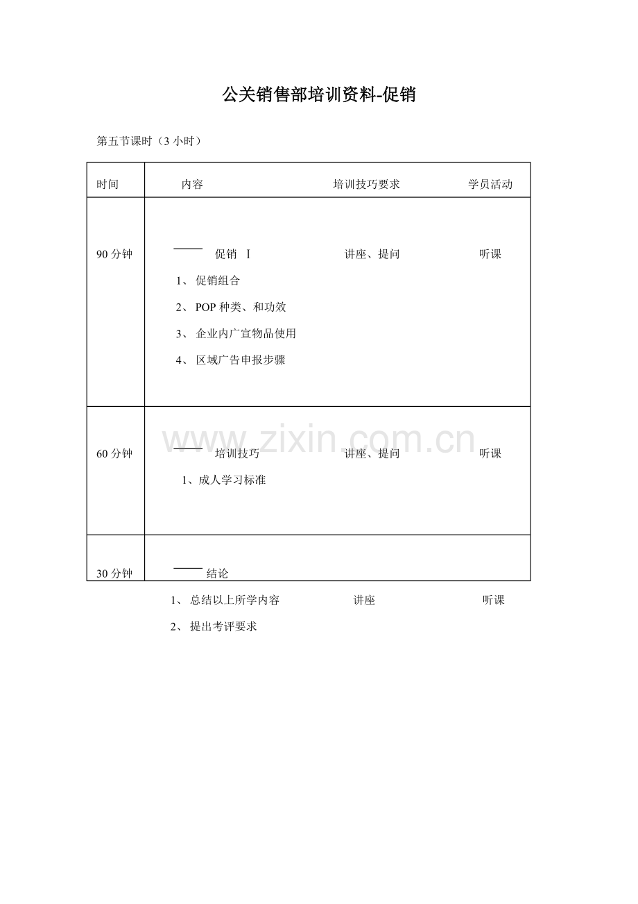 酒店公关销售部培训资料促销(P)模板.doc_第1页