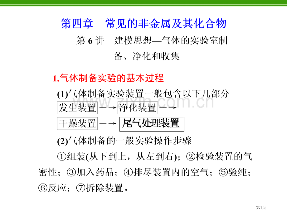 化学复习第6讲建模思想气体的实验室制备净化和收集省公共课一等奖全国赛课获奖课件.pptx_第1页