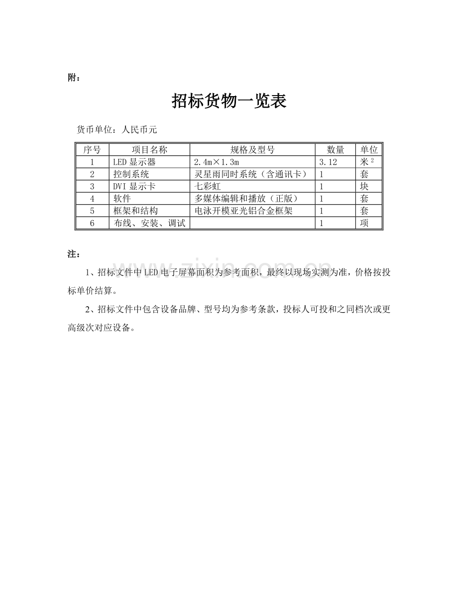 理工学院教学楼LED显示屏采购招标文件模板.doc_第3页